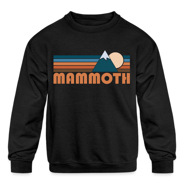 Mammoth, California Youth Sweatshirt - Retro Mountain Youth Mammoth Crewneck Sweatshirt - black