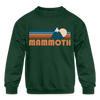 Mammoth, California Youth Sweatshirt - Retro Mountain Youth Mammoth Crewneck Sweatshirt - forest green