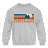 Oregon Youth Sweatshirt - Retro Mountain Youth Oregon Crewneck Sweatshirt - heather gray