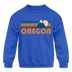 Oregon Youth Sweatshirt - Retro Mountain Youth Oregon Crewneck Sweatshirt - royal blue