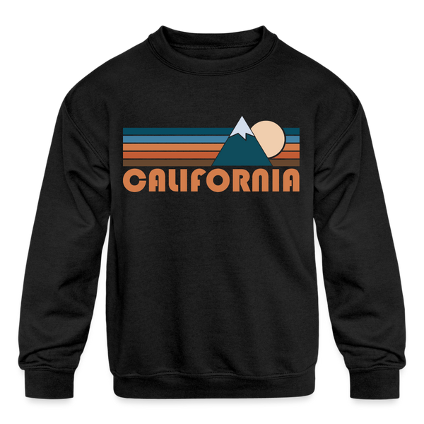 California Youth Sweatshirt - Retro Mountain Youth California Crewneck Sweatshirt - black