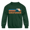 California Youth Sweatshirt - Retro Mountain Youth California Crewneck Sweatshirt - forest green