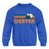 Denver, Colorado Youth Sweatshirt - Retro Mountain Youth Denver Crewneck Sweatshirt - royal blue