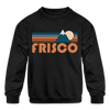 Frisco, Colorado Youth Sweatshirt - Retro Mountain Youth Frisco Crewneck Sweatshirt - black