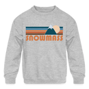 Snowmass, Colorado Youth Sweatshirt - Retro Mountain Youth Snowmass Crewneck Sweatshirt - heather gray