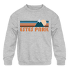 Estes Park, Colorado Youth Sweatshirt - Retro Mountain Youth Estes Park Crewneck Sweatshirt - heather gray