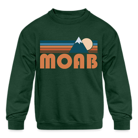 Moab, Utah Youth Sweatshirt - Retro Mountain Youth Moab Crewneck Sweatshirt