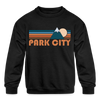 Park City, Utah Youth Sweatshirt - Retro Mountain Youth Park City Crewneck Sweatshirt - black