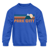Park City, Utah Youth Sweatshirt - Retro Mountain Youth Park City Crewneck Sweatshirt - royal blue