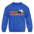 Steamboat, Colorado Youth Sweatshirt - Retro Mountain Youth Steamboat Crewneck Sweatshirt - royal blue