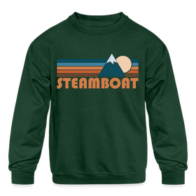 Steamboat, Colorado Youth Sweatshirt - Retro Mountain Youth Steamboat Crewneck Sweatshirt