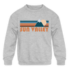 Sun Valley, Idaho Youth Sweatshirt - Retro Mountain Youth Sun Valley Crewneck Sweatshirt - heather gray