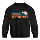 Winter Park, Colorado Youth Sweatshirt - Retro Mountain Youth Winter Park Crewneck Sweatshirt - black