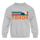 Tahoe, California Youth Sweatshirt - Retro Mountain Youth Tahoe Crewneck Sweatshirt - heather gray