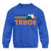 Tahoe, California Youth Sweatshirt - Retro Mountain Youth Tahoe Crewneck Sweatshirt - royal blue