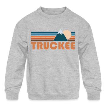Truckee, California Youth Sweatshirt - Retro Mountain Youth Truckee Crewneck Sweatshirt - heather gray