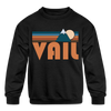 Vail, Colorado Youth Sweatshirt - Retro Mountain Youth Vail Crewneck Sweatshirt - black