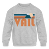 Vail, Colorado Youth Sweatshirt - Retro Mountain Youth Vail Crewneck Sweatshirt - heather gray