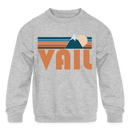 Vail, Colorado Youth Sweatshirt - Retro Mountain Youth Vail Crewneck Sweatshirt - heather gray