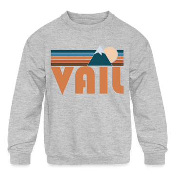Vail, Colorado Youth Sweatshirt - Retro Mountain Youth Vail Crewneck Sweatshirt - heather gray