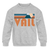 Vail, Colorado Youth Sweatshirt - Retro Mountain Youth Vail Crewneck Sweatshirt - heather gray