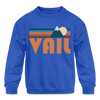 Vail, Colorado Youth Sweatshirt - Retro Mountain Youth Vail Crewneck Sweatshirt - royal blue