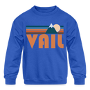 Vail, Colorado Youth Sweatshirt - Retro Mountain Youth Vail Crewneck Sweatshirt - royal blue