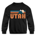 Utah Youth Sweatshirt - Retro Mountain Youth Utah Crewneck Sweatshirt - black