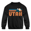 Utah Youth Sweatshirt - Retro Mountain Youth Utah Crewneck Sweatshirt