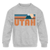 Utah Youth Sweatshirt - Retro Mountain Youth Utah Crewneck Sweatshirt - heather gray