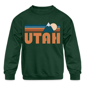 Utah Youth Sweatshirt - Retro Mountain Youth Utah Crewneck Sweatshirt
