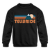 Telluride, Colorado Youth Sweatshirt - Retro Mountain Youth Telluride Crewneck Sweatshirt - black