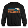 Telluride, Colorado Youth Sweatshirt - Retro Mountain Youth Telluride Crewneck Sweatshirt