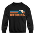 Wyoming Youth Sweatshirt - Retro Mountain Youth Wyoming Crewneck Sweatshirt - black