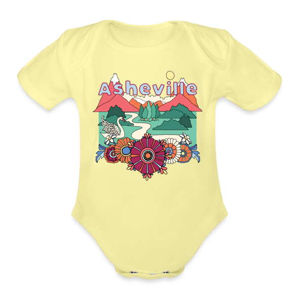 Asheville, North Carolina - Baby Bodysuit - washed yellow