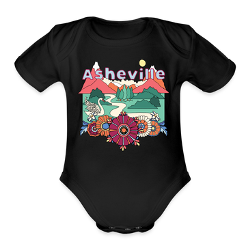 Asheville, North Carolina - Baby Bodysuit - black