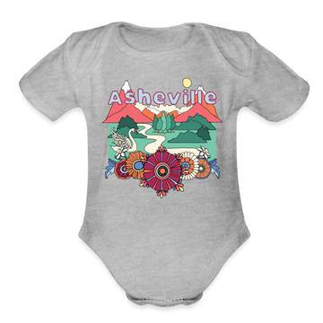 Asheville, North Carolina - Baby Bodysuit - heather grey