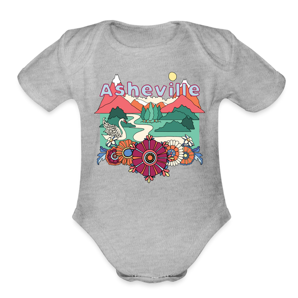Asheville, North Carolina - Baby Bodysuit - heather grey