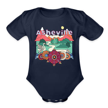 Asheville, North Carolina - Baby Bodysuit - dark navy