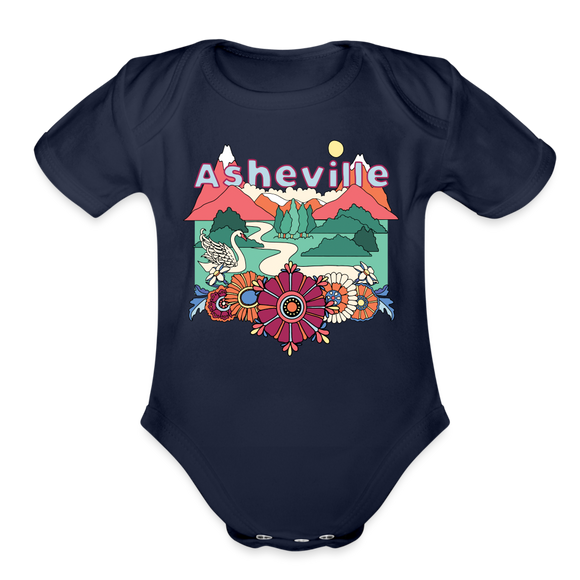 Asheville, North Carolina - Baby Bodysuit - dark navy