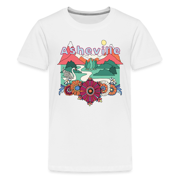 Asheville, North Carolina Youth T-Shirt - Hippie Style - white
