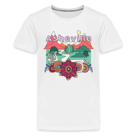 Asheville, North Carolina Youth T-Shirt - Hippie Style - white