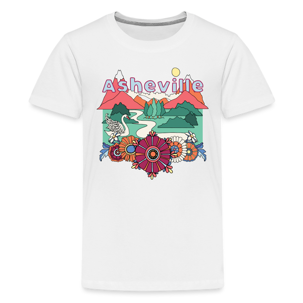 Asheville, North Carolina Youth T-Shirt - Hippie Style - white