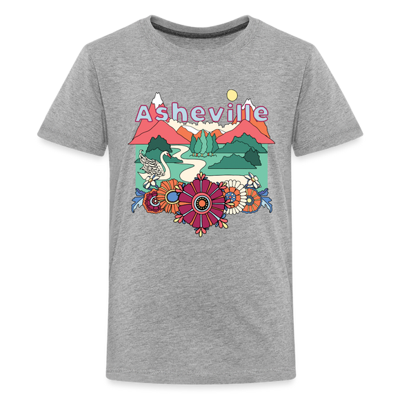 Asheville, North Carolina Youth T-Shirt - Hippie Style - heather gray