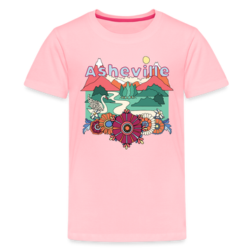 Asheville, North Carolina Youth T-Shirt - Hippie Style - pink