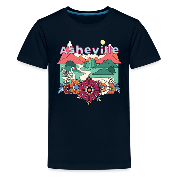 Asheville, North Carolina Youth T-Shirt - Hippie Style - deep navy