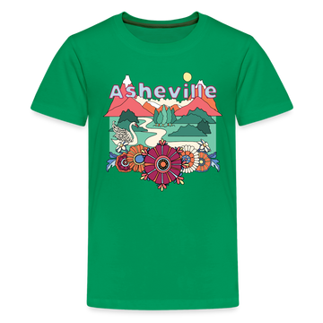 Asheville, North Carolina Youth T-Shirt - Hippie Style - kelly green