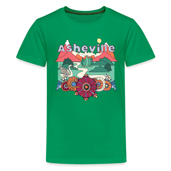 Asheville, North Carolina Youth T-Shirt - Hippie Style - kelly green