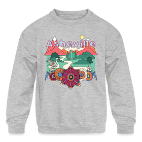 Asheville, North Carolina Youth Sweatshirt - Retro Hippie Youth Asheville Crewneck Sweatshirt