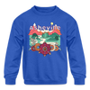 Asheville, North Carolina Youth Sweatshirt - Retro Hippie Youth Asheville Crewneck Sweatshirt - royal blue